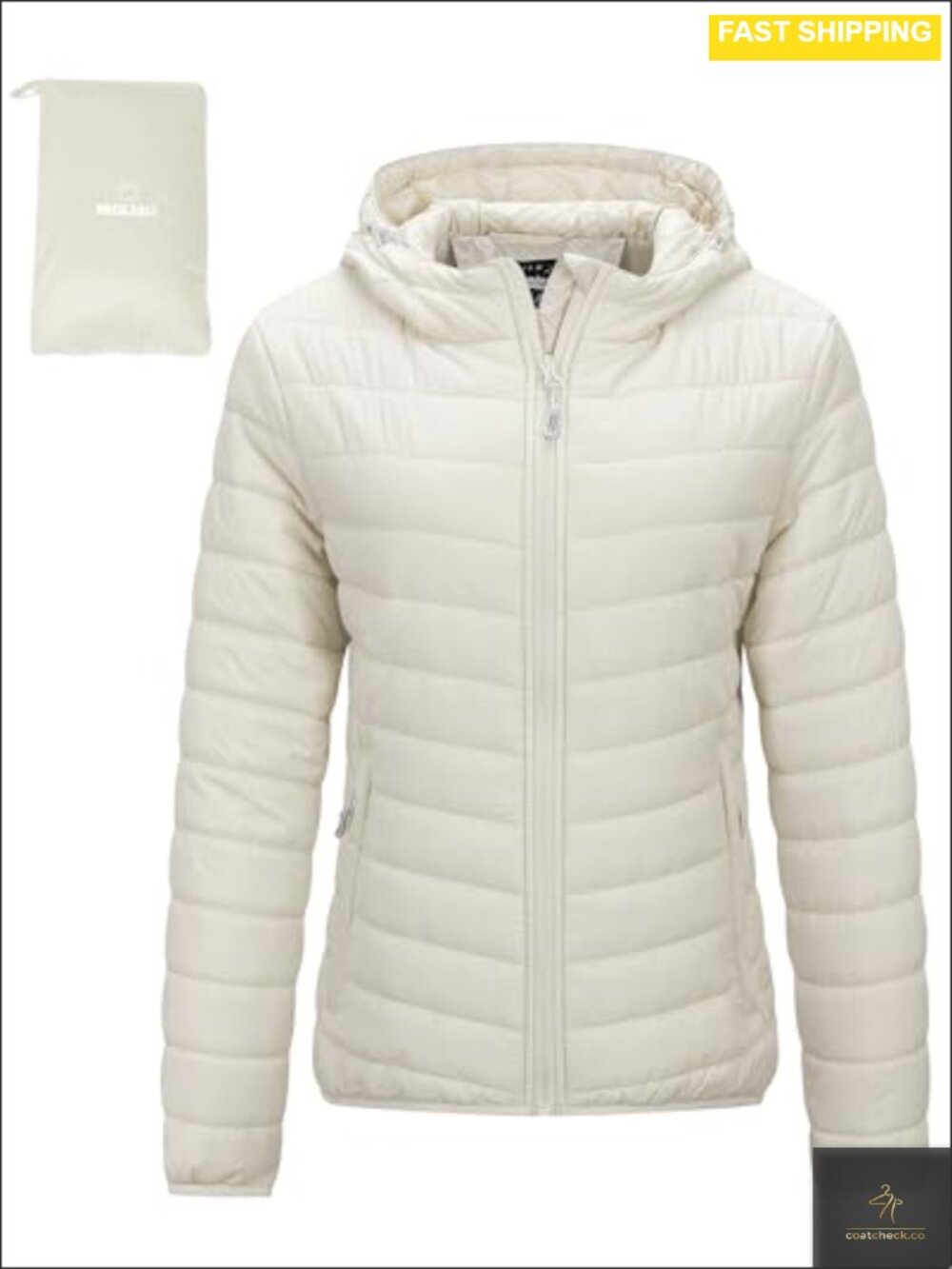 Packable Lightweight Puffer Jacket Hooded Zip Water-Resistant Winter Coat